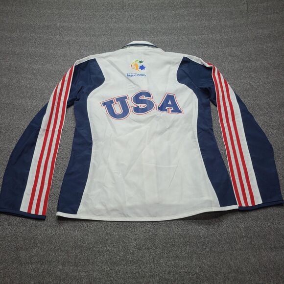 Adidas Jacket Womens Small White Blue Maccabi USA 19th Maccabiah Full Zip Team - Picture 6 of 8
